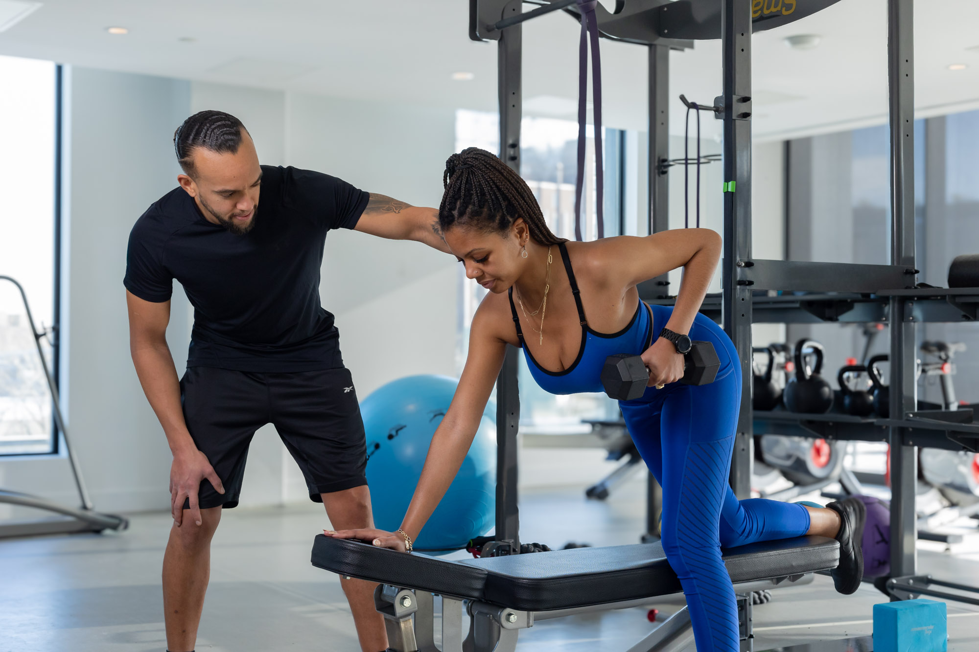 Athlete training inside a fitness studio