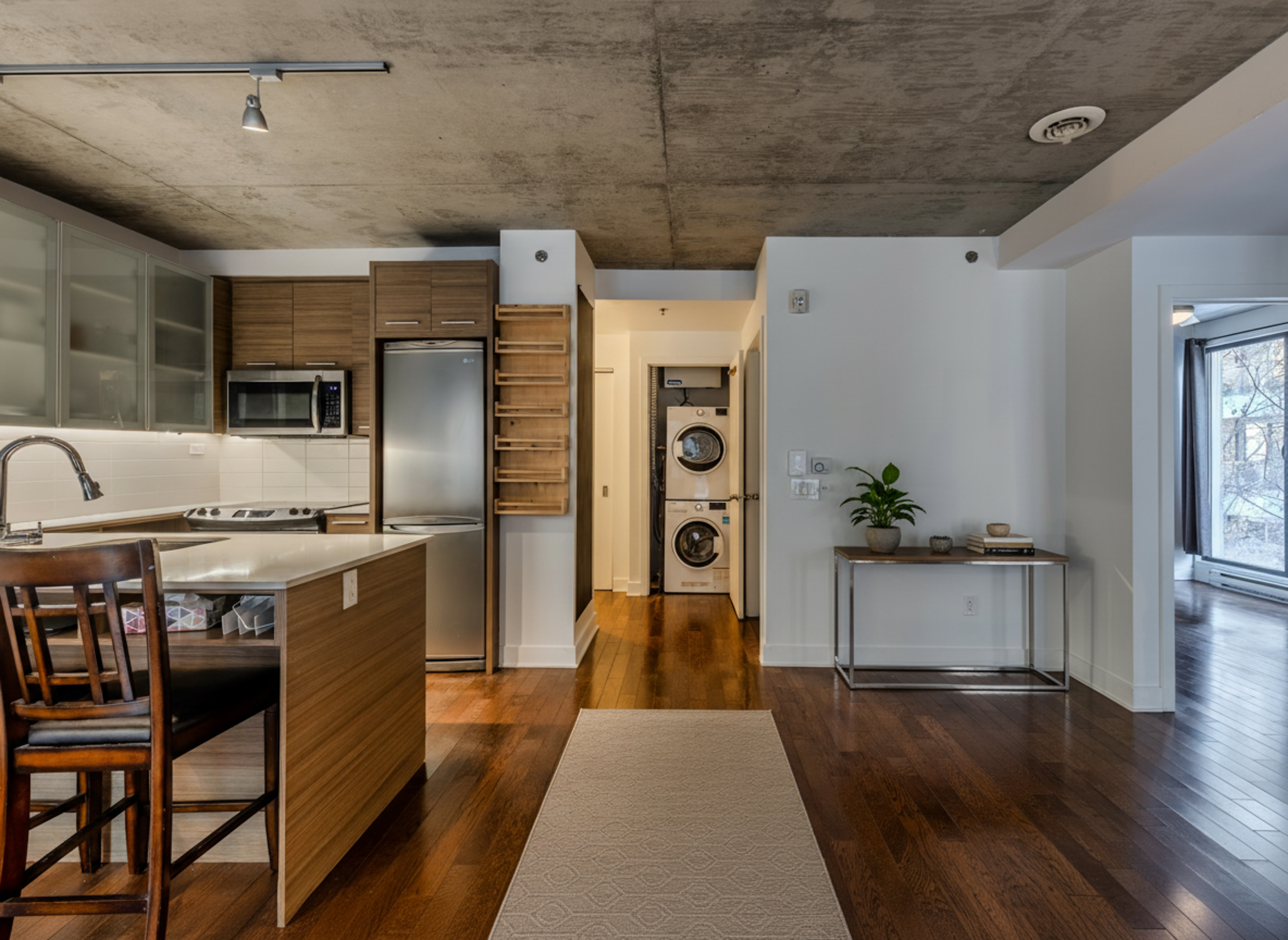 Industrial loft kitchen and living area